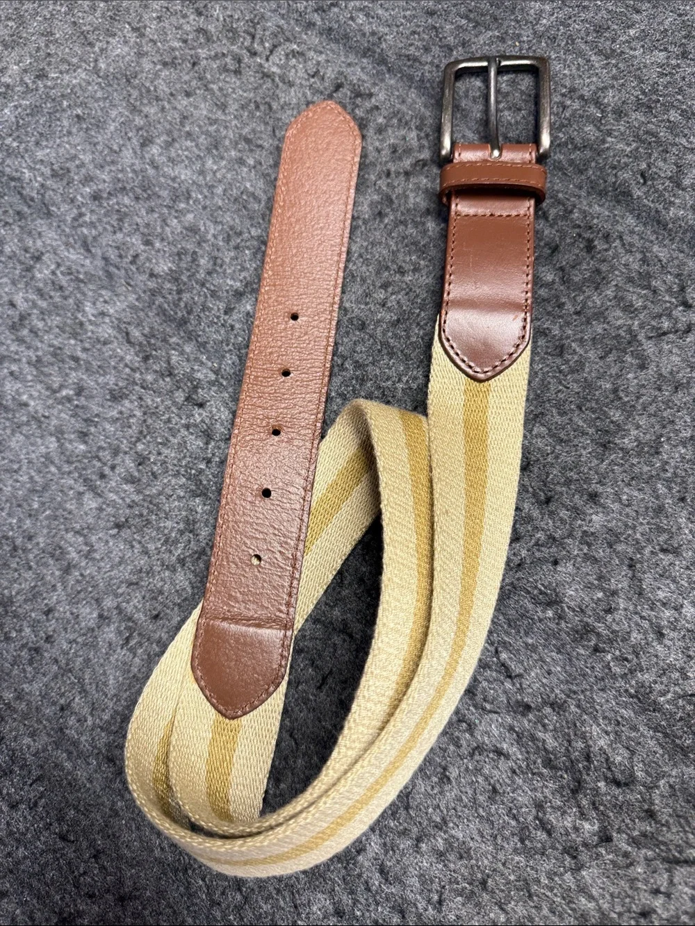 Nordstrom Brown Leather & Beige Canvas Casual Belt